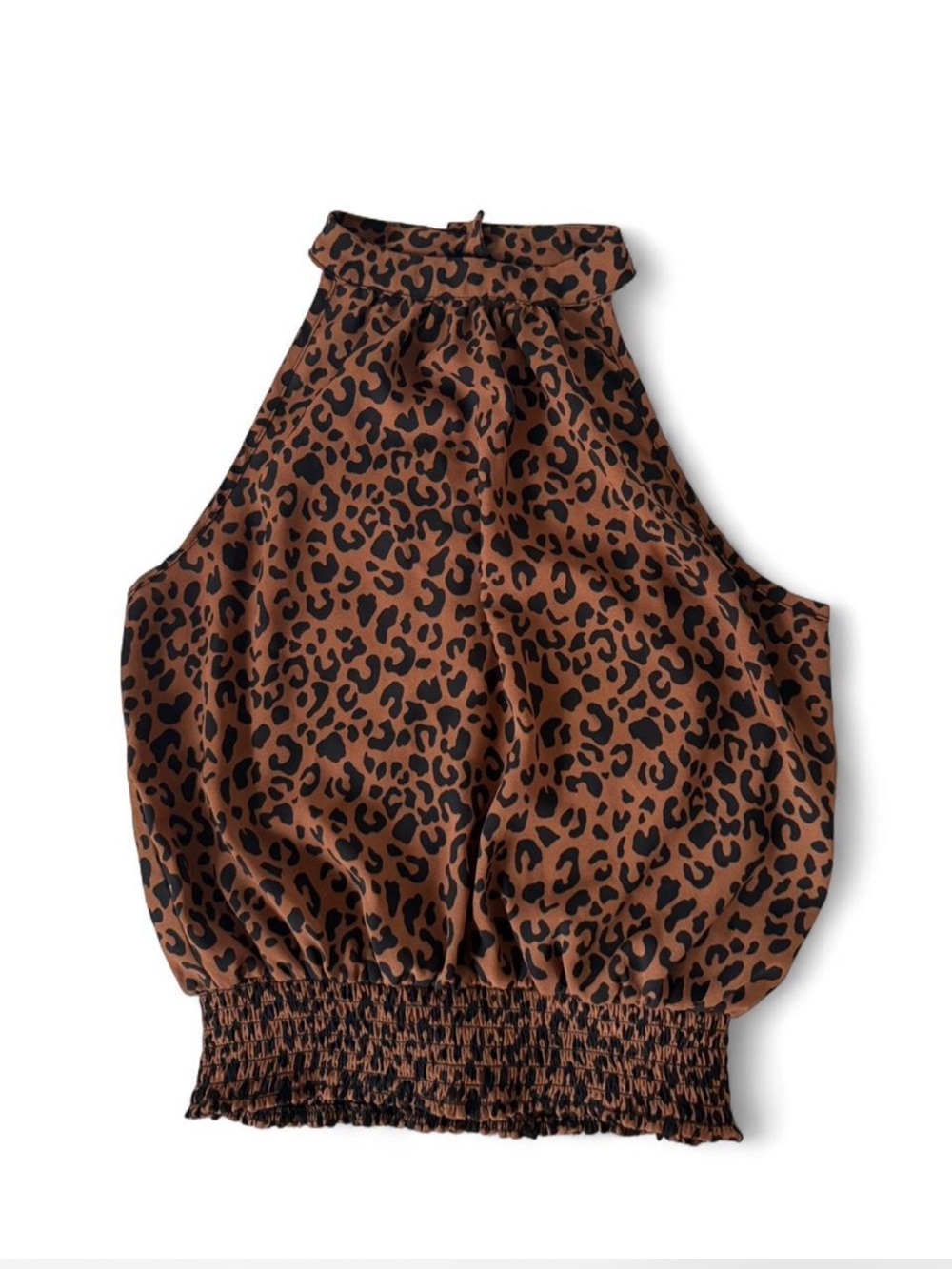 Sienna Sky Brown and Black Leopard Halter  Size Small